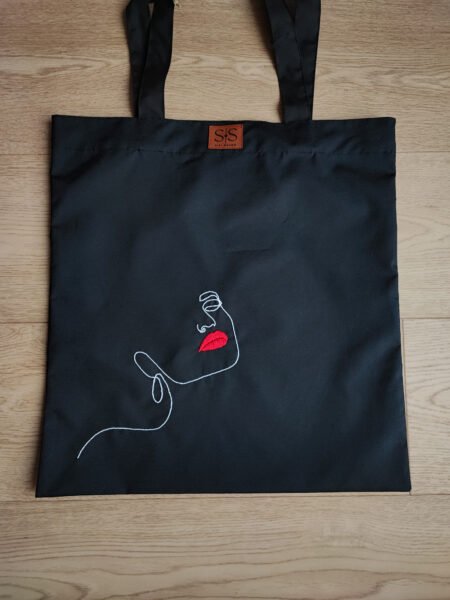 Juodos spalvos medvilninis daugkartinis maišelis