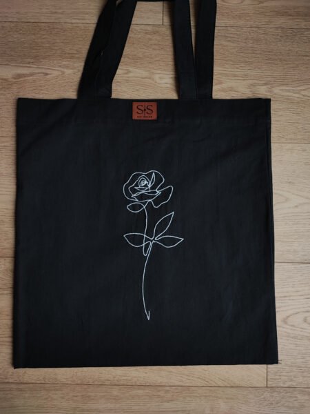 Juodos spalvos medvilninis daugkartinis maišelis