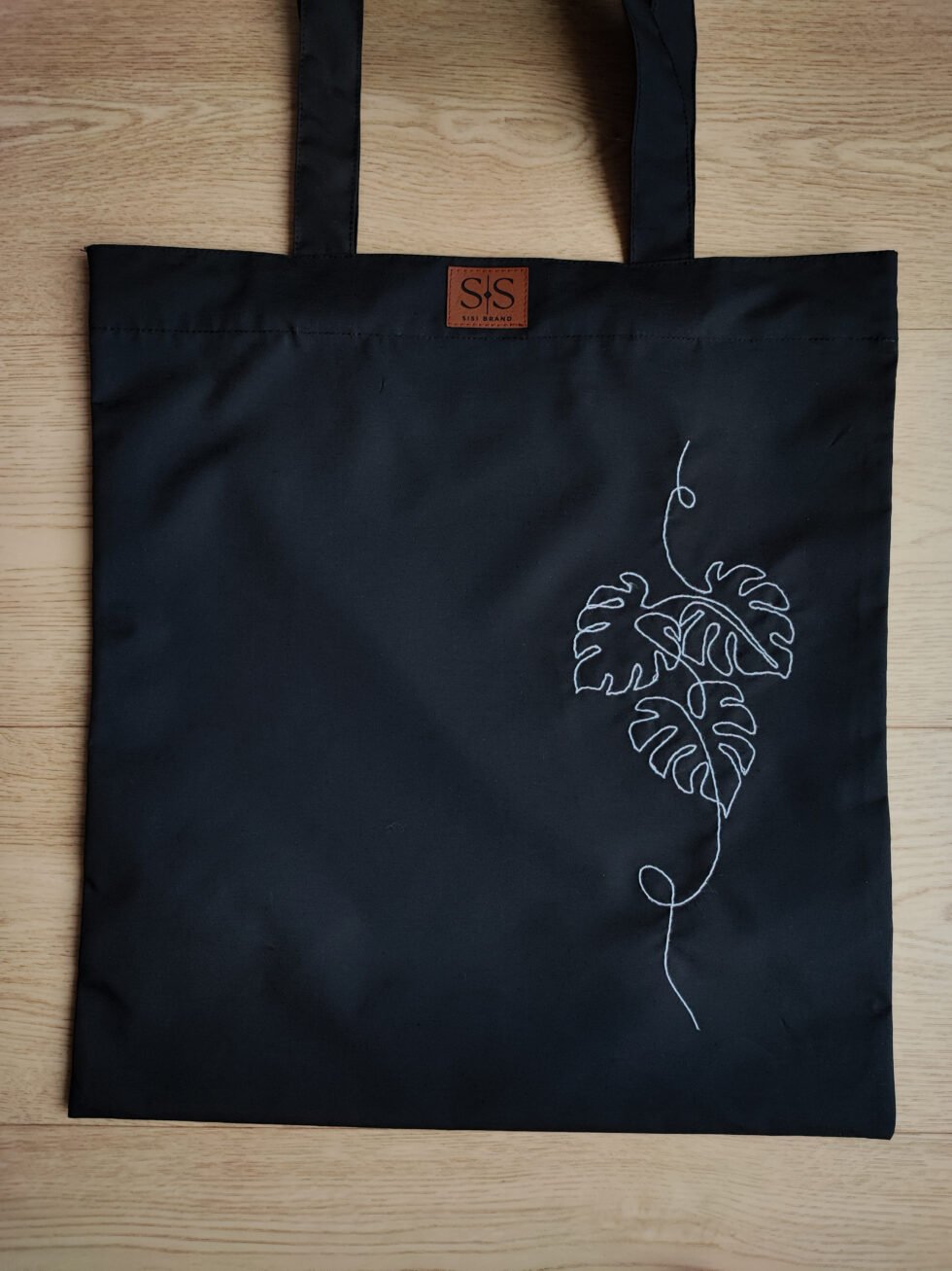 Juodos spalvos medvilninis daugkartinis maišelis