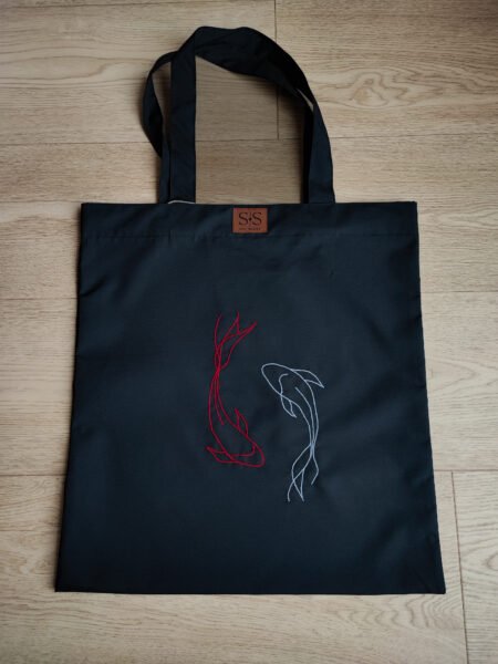 Juodos spalvos medvilninis daugkartinis maišelis