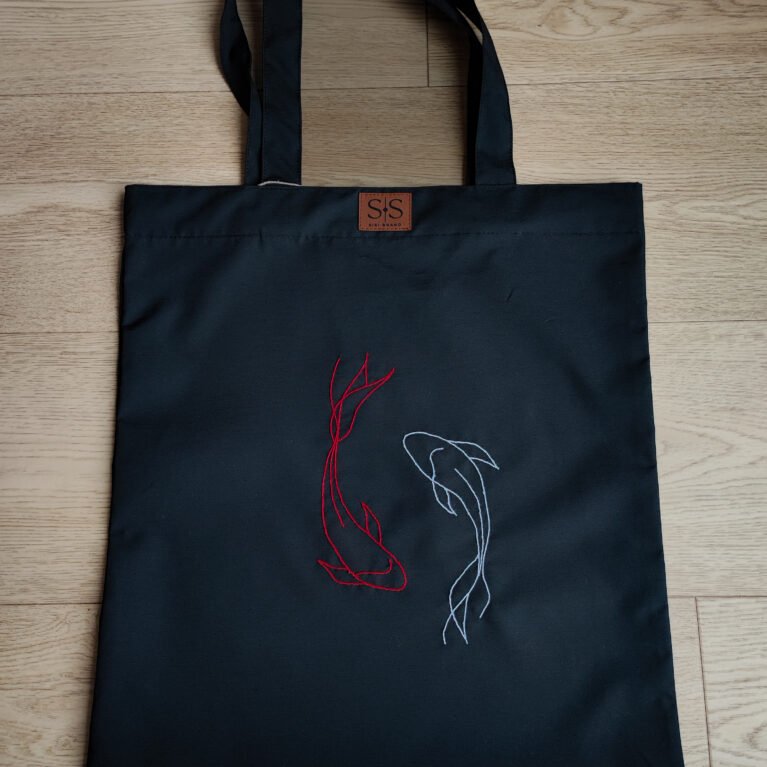 Juodos spalvos medvilninis daugkartinis maišelis