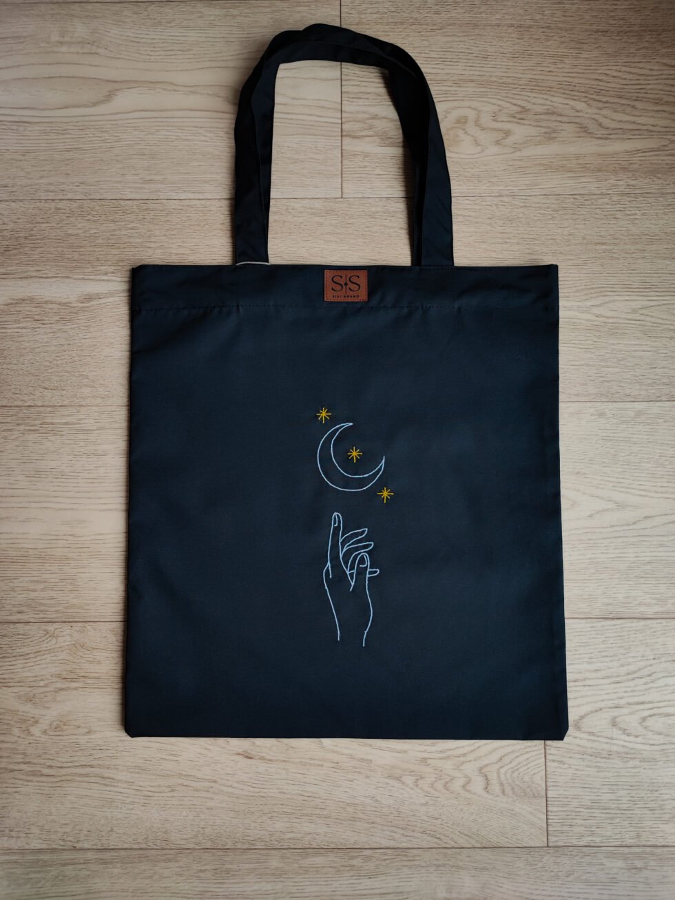 Juodos spalvos medvilninis daugkartinis maišelis