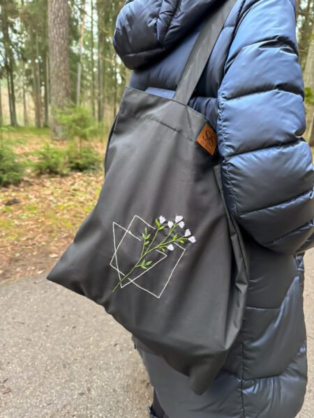 Juodos spalvos medvilninis daugkartinis maišelis